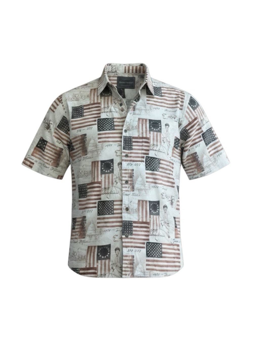 North River Classic American Clothing Patriotic Short Sleeve Shirt Size L Men